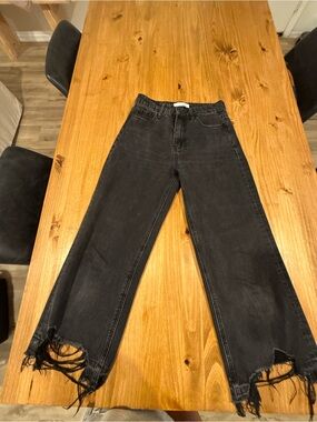 Vervet - Wide-Leg Frayed Hem Jeans - Black